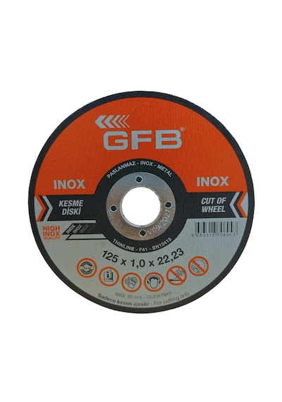 Gfb 2350 İnox Kesici Taş 125 X 1 X 22.23 Mm - 50 Adet