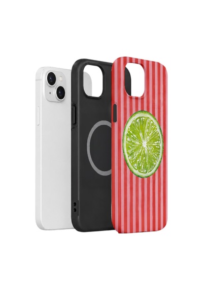 Apple iPhone Uyumlu 15 Plus Vorian Çift Katmanlı Magsafe Kılıf Lime Slice Pop
