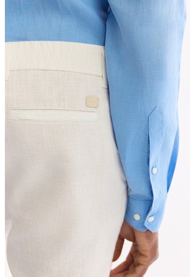 Avva Erkek Beyaz Beli Lastikli %100 Keten Relaxed Fit Şort B003732