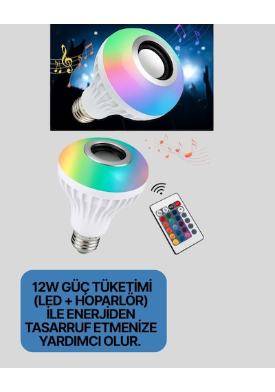 Bluetooth Hoparlörlü Led Ampul 12w Enerji Tasarruflu -