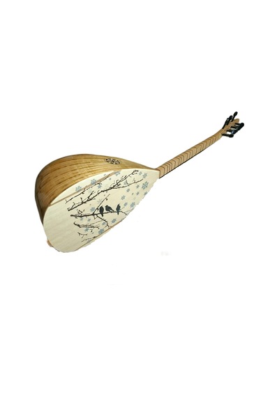 Uzun Sap Saz Bağlama Bağlama Kuş Dal İşleme Saz Bağlama