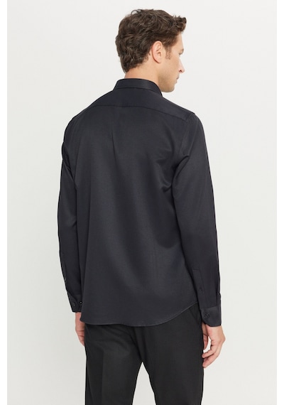 AC&Co / Altınyıldız Classics Erkek Sıyah Pamuklu Tailored Slim Fit Dar Kesim Düğmeli Yaka Armürlü Gömlek Siyah AC&Co / Altınyıldız Classics Erkek Sıyah Pamuklu Tailored Slim Fit Dar Kesim Düğmeli Yaka Armürlü Gömlek Siyah