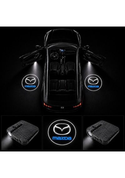 Mazda Kapı Altı Logo Projektör Led Işığı 2'li Set Pilli Kablosuz Kapı Karşılama Lambası