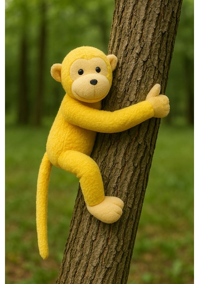 Elleri Yapışan Oyun Ve Uyku Arkadaşı Peluş Maymun Oyuncak Sarılan Maymun Sarı Sarı