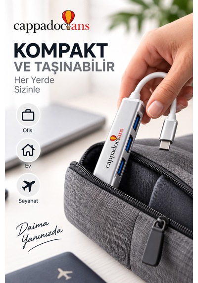Veri Aktarıcı, Aktarım, Çevirici, Usb Çoklayıcı - Type C - 4 Port Klavye Mouse Uyumlu Usb Hub