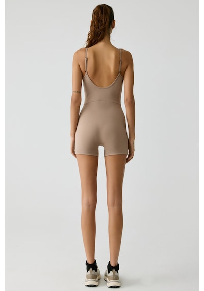 Grimelange Urban Beat Alesıa Kadın Slim Fit İp Askılı Training Vizon Tulum Vizon