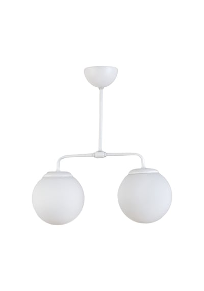 Lily Modern Tasarım Salon Mutfak Yatak Odası Beyaz Renk Beyaz Camlı 2 Li Avize Diğer