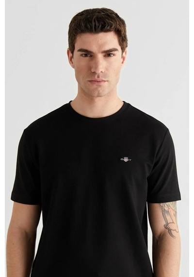 Gant Erkek Siyah Bisiklet Yaka Regular Fit Logolu T-shirt-14830