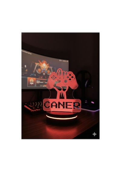 Kişiye Özel Led Işıklı Gaming Masa Lambası İsim Yazılı Oyuncu Gece Lambası Çok Renkli