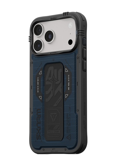 Apple Uyumlu iPhone 18 Pro Max Uyumlu Kılıf Skinarma M-safe Özellikli Airbag Tasarımlı Standlı Phantom Kapak Mavi