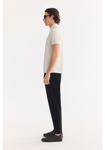 Avva Erkek Ekru Kıvrılmaz Polo Yaka Fermuarlı %100 Pamuk Regular Fit T-shirt A61y1038