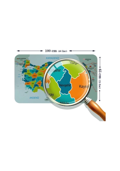 Harita Sepeti Eğitici - Öğretici Dünya Ve Türkiye Haritası Çocuk Odası Duvar Sticker-60x105-3887 Renkli