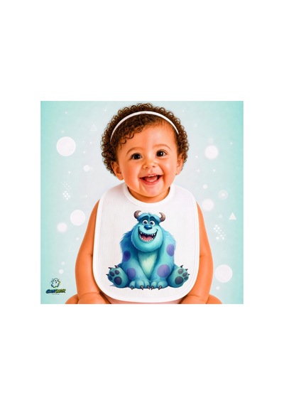 Monsters Keten Bebek Mama Önlüğü Yumuşak - Emici - Yıkanabilir - Özel Tasarım P140 Çok Renkli