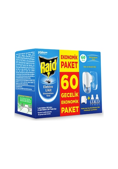 Raid Elektro Likit Cihaz Ve 2 Yedek, 60 Gece Sivrisineklere Karşı