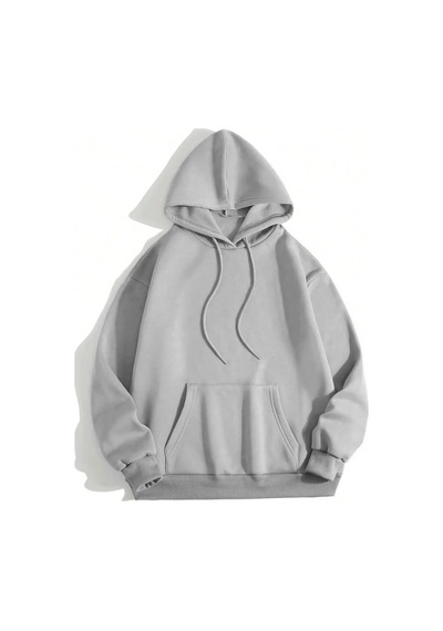 Ertaştrendstore Erkek 3 İplik Pamuklu Kapüşonlu Kanguru Cepli Sweatshirt Hoodie - Boyalı Gri Çok Renk