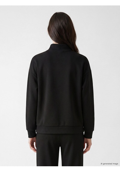 Lcw Comfort Siyah Dik Yaka Soft Touch Kadın Sweatshirt