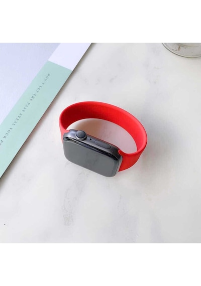 Apple Uyumlu  Watch 38mm Krd-31 Solo Loop Medium Kordon Kırmızı
