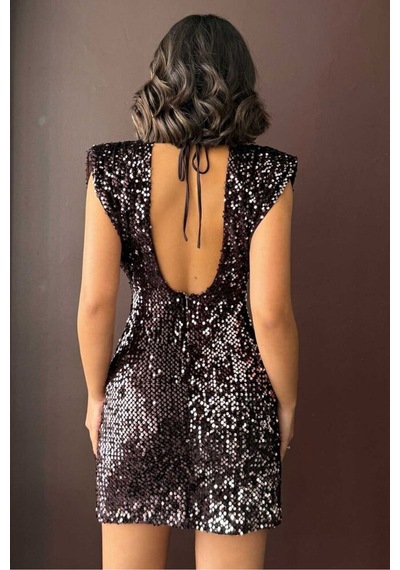 Verymoda Pullu Kadife Payet Elbise I Vmf2049 Kahve