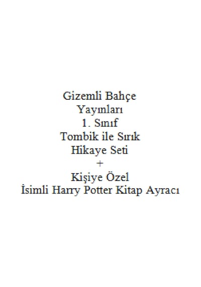 1. Sınıf Tombik ile Sırık Hikaye Seti Gizemli Bahçe Yayınları + Kişiye Özel İsimli Ayraç