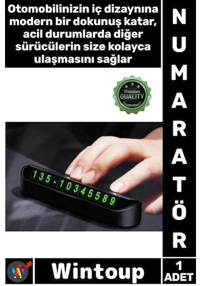 Numaratör Şık Gizlenebilir Fosforlu Mıknatıslı Otomobil Park Araç Torpido Üstü Aç Kapa Numaratör