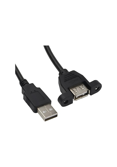 Speeduf Erkek Dişi Panel Tipi Kablosu Siyah Usb 2.0 Tip A 1m