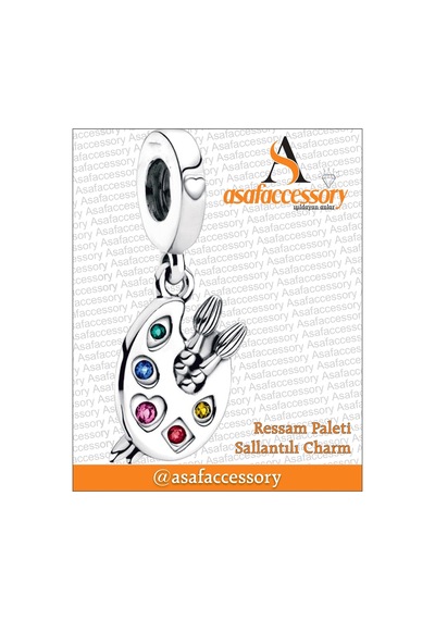 Ressam Paleti Sallantılı Charm Gümüş