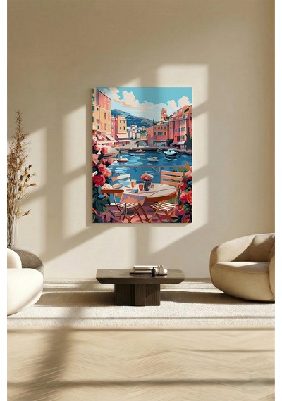 Sayılarla Boyama Seti 40 X 50 Cm Tuval Şasesine Gerili Deniz Kenarı