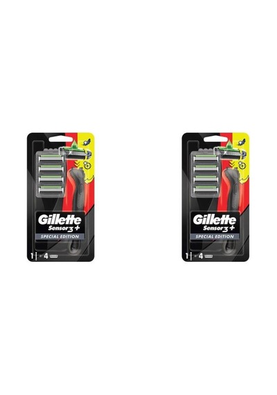 Gillette Sensor 3 Plus Black Makine + 4 Yedek Başlık - 2 Adet