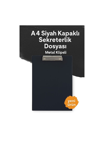 A4 Siyah Kapaklı Sekreterlik Dosyası Metal Klipsli