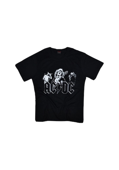 Stoned&Fame Erkek Siyah Ac-dc Baskılı T-shirt SIYAH