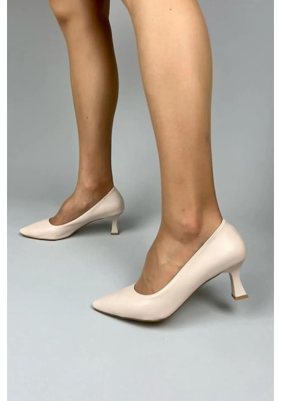 Kadın Sity Krem Cilt 6 Cm İnce Topuklu Stiletto-krem Cilt