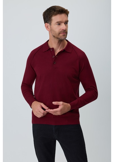 Morven Erkek Bordo Trend Polo Yaka Reglan Kol Triko Kazak 27kc017008750 Bordo