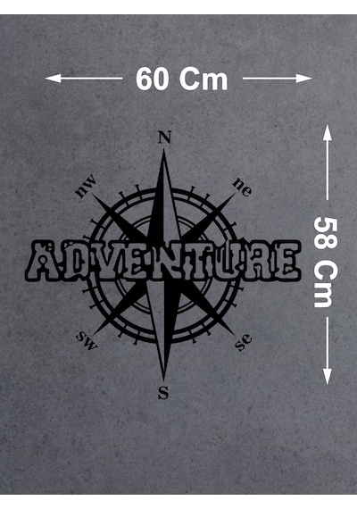 Pusula Ve Adventure Sticker - Araba Oto Karavan Motosiklet Cam Sticker - 00052 60X58 Cm