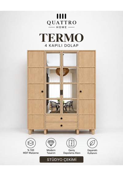 Termo 4 Kapaklı Dolap Meşe
