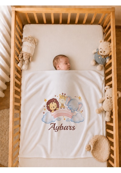 Pia Baby İsme Özel Erkek Bebek Hastane Çıkışı 4 Lü Set %100 Pamuk Organik Baskılı Battaniyeli Tulum Seti 1022btyx Krem