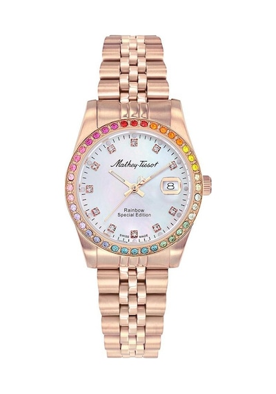 Mathey Tissot D809pqı Swiss Made Safir Çizilmez Cam Taşlı Tasarım Rose Gold Kadın Kol Saati