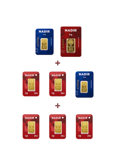 Nadir Gold 24 Ayar 15 Gram Altın 1 Ad 5 Gram Altın + 2 Ad 2,5 Gram Altın + 5 Ad 1 Gram Altın