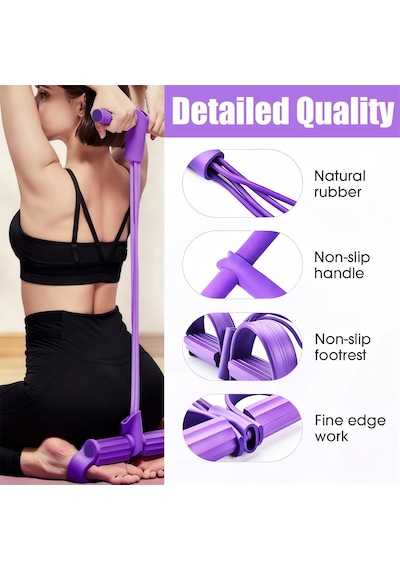 Karın Kol Kalça Ayak Tüm Vücut Şekillendirme Fitness Aerobik Body Trimmer 6 Lastikli Ekstra Güçlü Mor