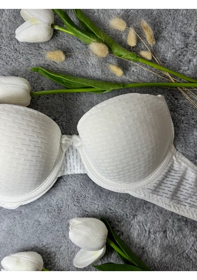 Mistirik Blera Model Push Up Destekli Extra Dolgu Detaylı Kaplı Doublu Premium Günlük Büstiyer Ekru Renk Ekru