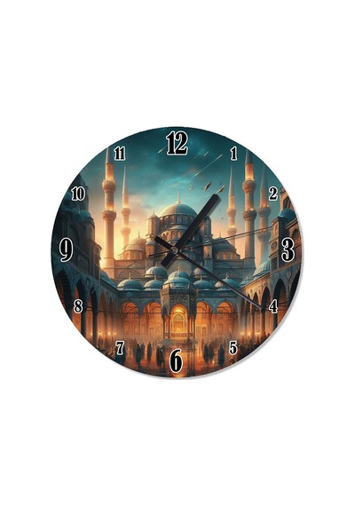 İstanbul'da Bir Cami Dekoratif Duvar Saati Çok Renkli