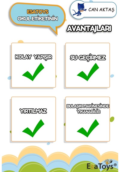 Pijamaskeliler Temalı Özel İsminiz Yazılı Okul Etiketi Diğer