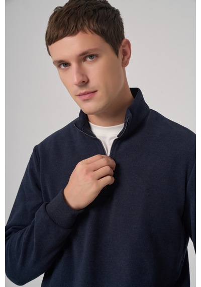 Morven Erkek Lacivert Fermuarlı Bato Yaka Dynamic Fit Sweatshirt 26ks063002200 Lacivert