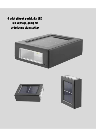 Solar Güçlü 6 Led Dış Mekan Lambası Otomatik Aç/kapa Işık Sensörlü Aydınlatma