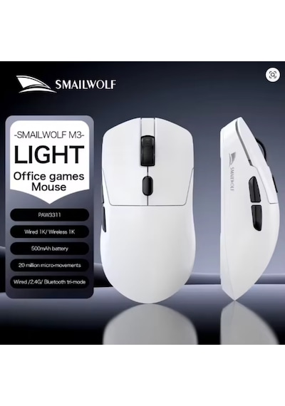 Smailwolf M3 Pro Plus Kablosuz Oyuncu Mouse Paw3311 Sensör - 3 Modlu 12000 Dpı Manyetik Şarj Standlı Rgb 65g Ultra Hafif Fare 1000hz 1k Hız