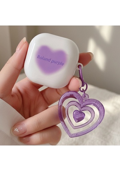 Caseonn Samsung Uyumlu Galaxy Buds Live - Buds Pro Kılıf Renkli Gösterişli Kalp Mor