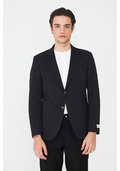 Siyah Slim Fit Klasik Yaka Erkek Spor Blazer Ceket Siyah