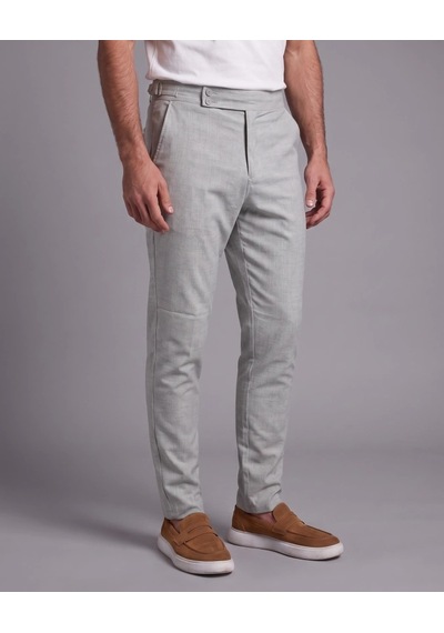 DefyModa Erkek Toka Detaylı Kumaş Pantolon Gri