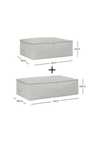Ocean Home Textile 2'li Gri Balıksırtı Baza Altı Hurç Set