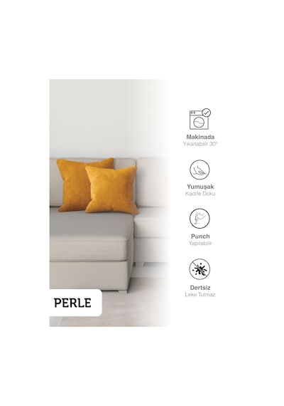 Br Perle Home Daily Series Safran Rengi Kırlent Yastık Kılıfı Safran