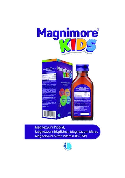 Magnimore Kids Magnezyum Pidolat Bisglisinat Sitrat Malat Vitamin B6 P5p 200 ML